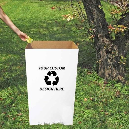 VictoryStore 22.3 gallons Cardboard Trash Bin, Reusable, Recyclable and Disposable Trash Cans, Sturdy Cardboard Medium Size (Custom Logo, 6-Pack)