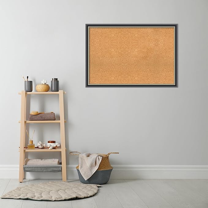 Amanti Art Natural Cork Board for Wall, 27x39 Vision Board with Black Wood Frame, Large Corkboard Office Decor for Home Organization, Modern Contemporary Corkboard Pinboard to display items for home