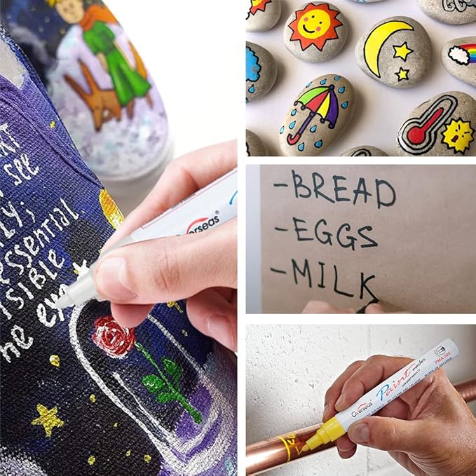 Paint Pens Paint Markers - Gold Permanent Markers 8 Pack, Oil Based Waterproof Quick Dry Medium Tip Marker Pen for Metal, Wood, Fabric, Plastic, Rock, Stone, Mugs, Canvas, Glass, Art Craft