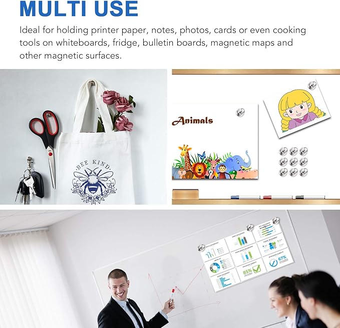 LOVIMAG 30 Pcs Refrigerator Magnets, Fridge Magnets, Strong Whiteboard Magnets, Magnetic Push Pins, Strong Metal Magnets for Fridge, Whiteboard, Office, Classroom, Map, Kitchen