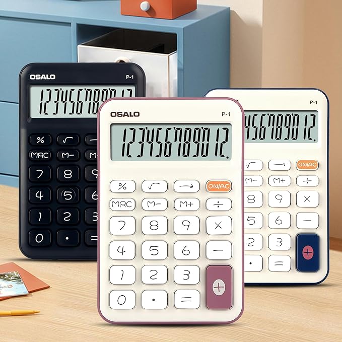 Pendancy Small Desk Calculator Cute, 12 Digit LCD Display, Basic Function, Auto-Sleep, 4.7"x2.9" Pocket-Sized Design Handheld Calculators Desktop, for Office, School, Business & Travel(OS-P1 Purple)