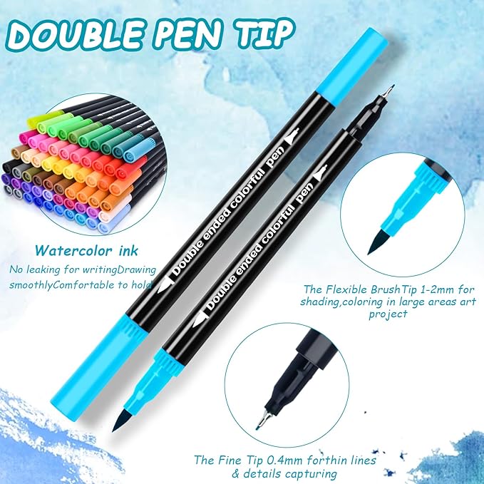 120 Colors Dual Markers Brush Pens, Art Markers Colored Pens for Adult Coloring Books, Brush and Fine Point Dual Tip Artist Colored Marker Set for Drawing Adult Coloring Hand Lettering