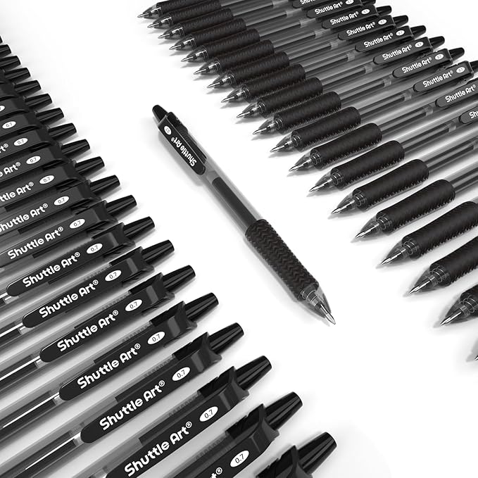 Shuttle Art Black Gel Pens, 70 Pack Retractable Medium Point Rollerball Gel Ink Pens Smooth Writing with Comfortable Grip for Office School Home Work