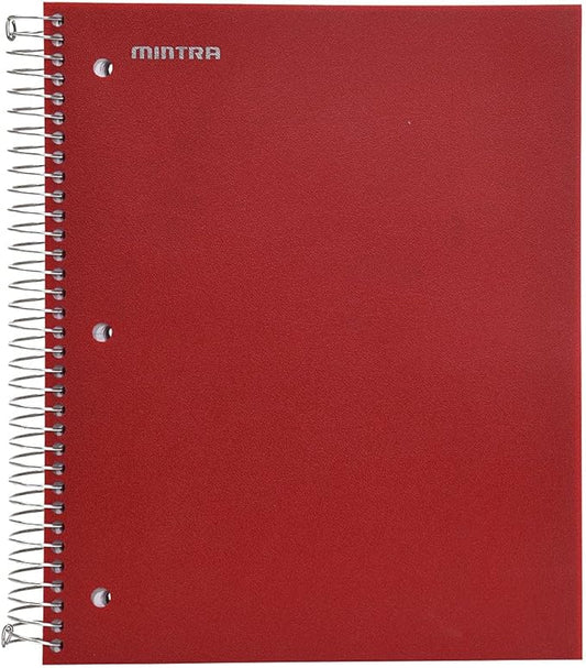 Mintra Office Durable Spiral Notebooks, 5 Subject (Chili Oil, College Ruled 1pk)