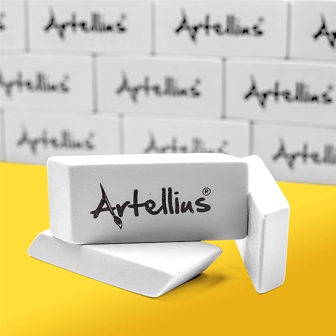 Artellius White Erasers - Large Size Latex & Smudge Free - Bulk School Supplies for Classrooms, Drawing, Teachers, Homeschool, Office, Art Class - Pack of 100 - Teacher Supplies
