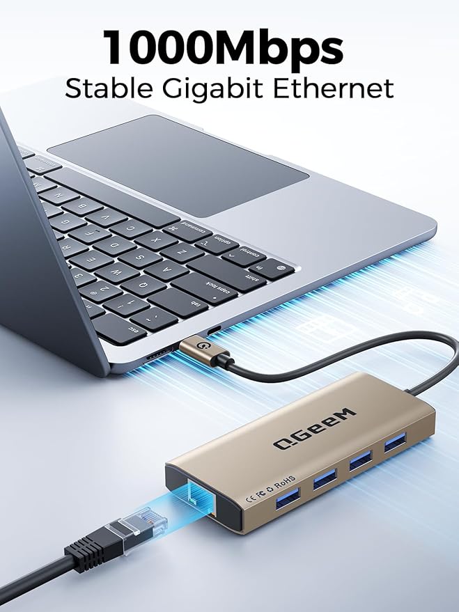 QGeeM USB C Hub Ethernet,9 in 1 USB Type C Hub HDMI Multi-Port Converter Adapter,100W Pd, USB 3.0,SD/TF Card Reader,Compatible for MacBook Pro Air Ipad HP Dell Lenovo Chromebook etc.-Brown