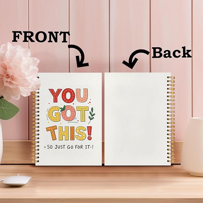 SNNDER You Got This Spiral Notebooks, Inspirational Journaling Notebook for Women Men, Motivational Journals for Writing, Beige Notebook for Note Taking, Employee Gifts Notebopoks, 5.5x8.3 Inch