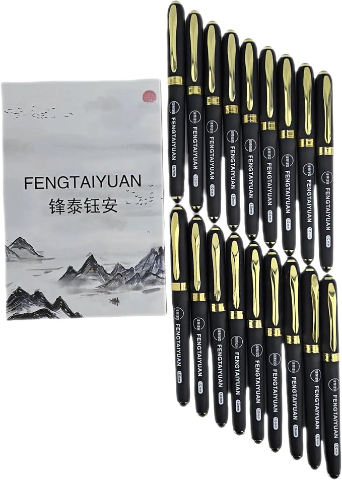 Fengtaiyuan 10P18Pro, Gel Ink Rollerball Pens, Black Ink, Bold Point 1.0mm, Writting Pens, Smooth, 18 Pack (Black-1.0mm)