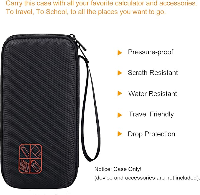 BOVKE Hard Case for TI-30XIIS TI-30XS TI-30Xa TI-36X Pro Scientific Calculator, Black+Orange