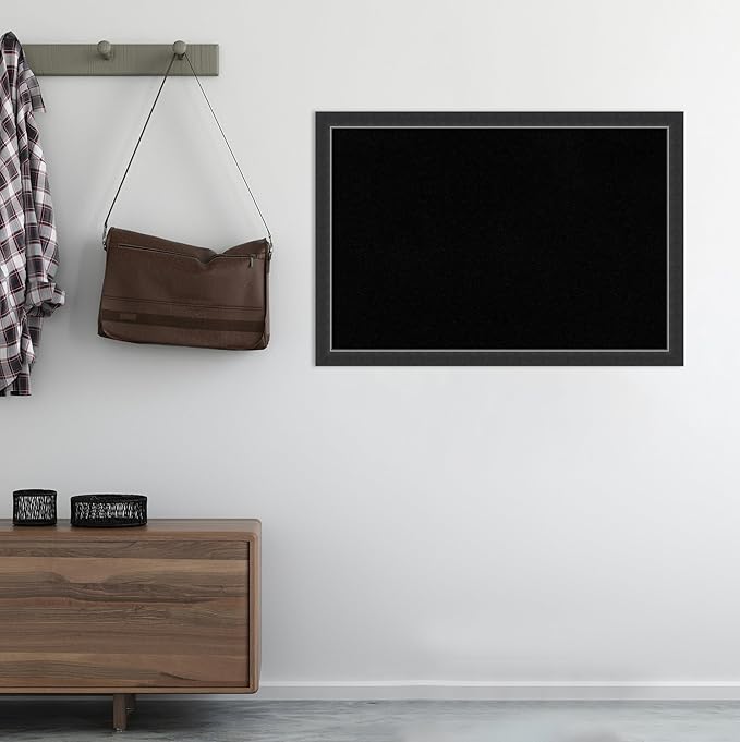 Amanti Art Black Cork Board for Wall, 27x39 Vision Board with Black Wood Frame, Large Corkboard Office Decor for Home Organization, Modern Corkboard Pinboard to Display Items for Home Organization in