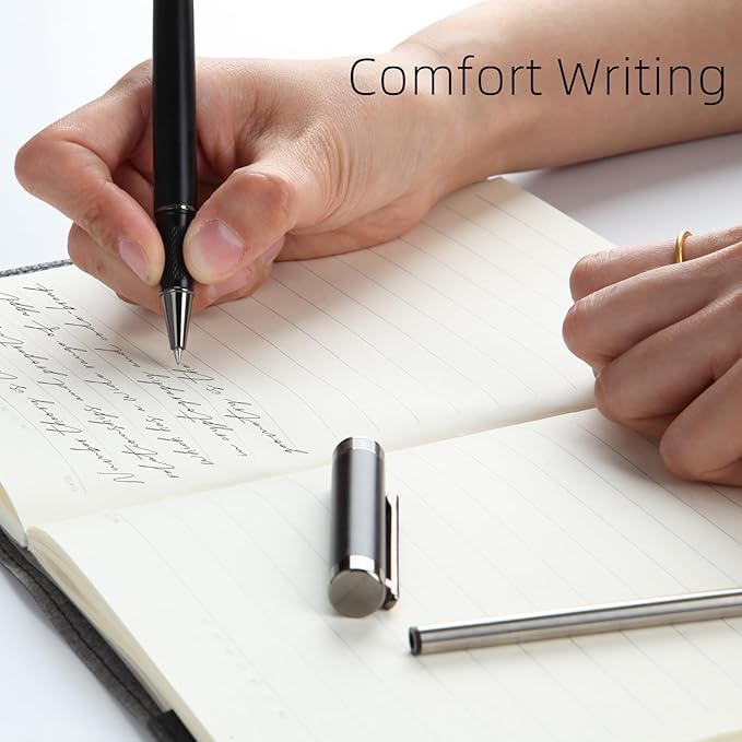 Stunning luxury pen fancy pens nice pens for men pure copper heavy feel Office Executive Pen Professional Smooth Writing Pens for journaling with Gift Case and 2 Refills (Black)