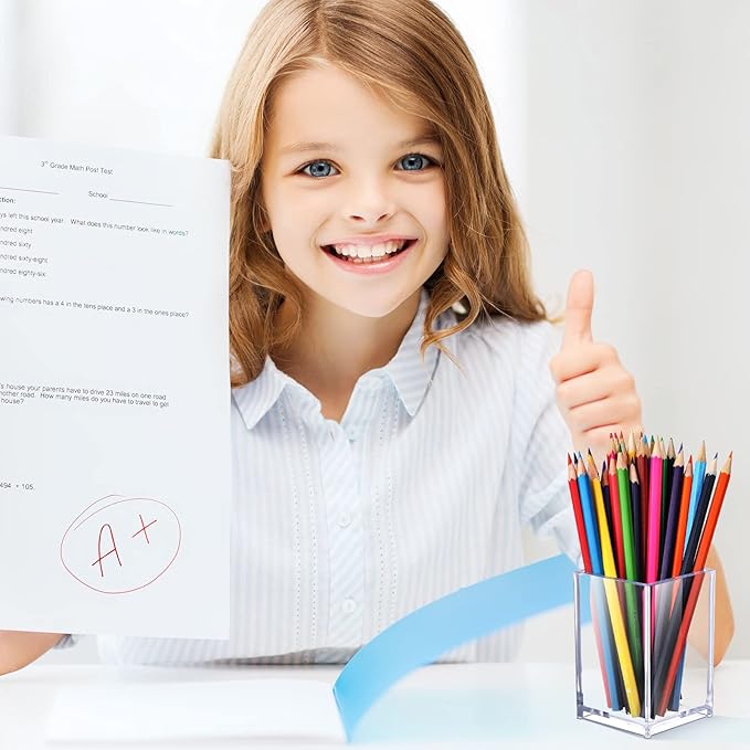 Sabary 36 Pack Acrylic Pen Pencil Holder, Clear Makeup Brush Holder Acrylic Pencil Cup Stationery Organizer for Back to School Office Home Desk Accessory