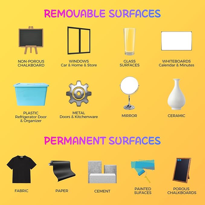 SFAIH 8 Vibrant Liquid Chalk Markers Erasable - Chalk Pens for Blackboard, Calendar, Windows, Glass, Bistro, Stores, Signs, Zero Dust, Non-Toxic, 4.5mm Reversible Tip, With Highlighter Color Markers