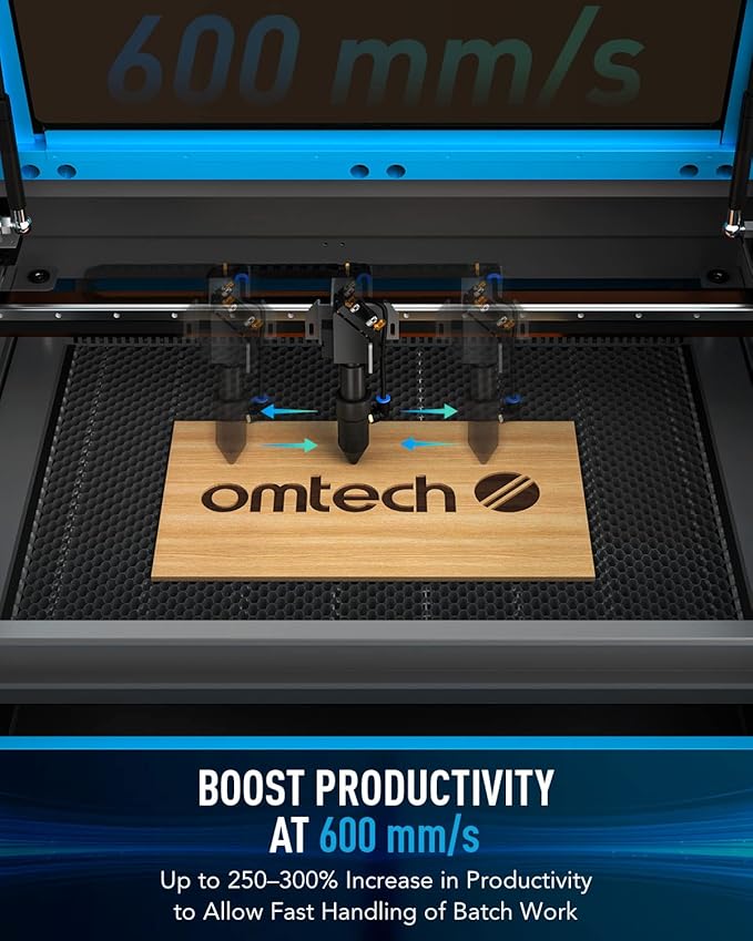OMTech 60W CO2 Laser Engraver, 16"x24" Laser Engraving Machine with 2 Way Pass Air Assist Digital Control Panel RDWorks, Commercial Laser Cutter Cutting Etching Machine for Wood Glass Acrylic More
