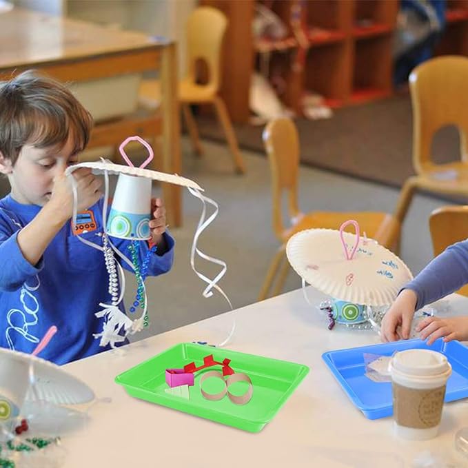 Plastic Art Trays - 5 Piece Stackable Activity & Craft Organizer, Serving & Jewelry Tray for DIY Projects, Painting, Beads (11 x 8.3 x 1.2 inch)