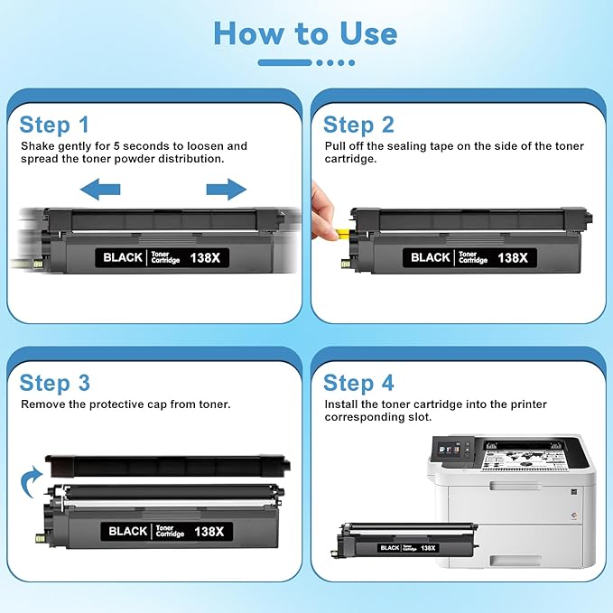 138X W1380X Toner Cartridge 2 Black with Chip Compatible for HP 138X Work with Laser Jet Pro 3001dw 3001fdw 3001, MFP 3101fdw 3101 High Yeild Printer Toner Cartridge 4,000 Pages