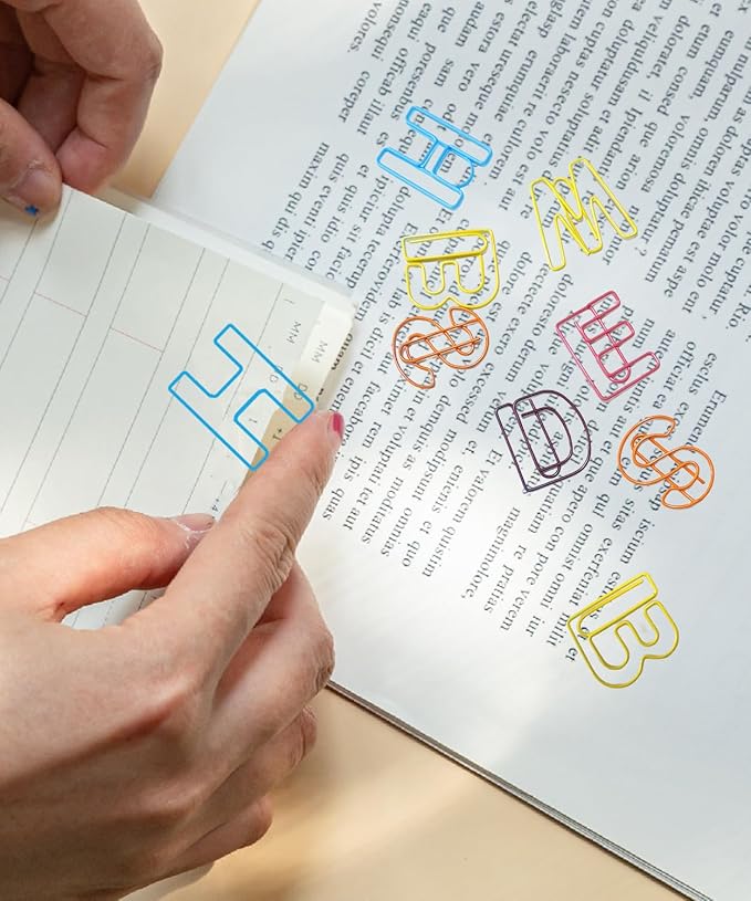 52 Pcs Stainless Steel Paper Clips - Alphabet Letter Clips for Office & School with Storage Box Assorted Color (Office Series)
