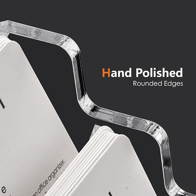 SANRUI Clear Acrylic Business Card Holder for Desk Display Stand Holders Organizer Rack , 4 Tier 4 Pocket , Holds 200 cards