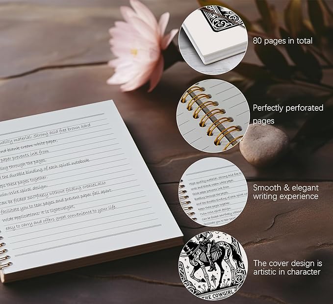 Tarot Gothic Skull Spiral Notebook Journal,Gothic School Supplies,Gothic Hardcover Spiral Notebook Witchy Journal Supplies for Teen Girls Women,Trendy Hardcover Spiral Notebook,Gothic Gifts for Women