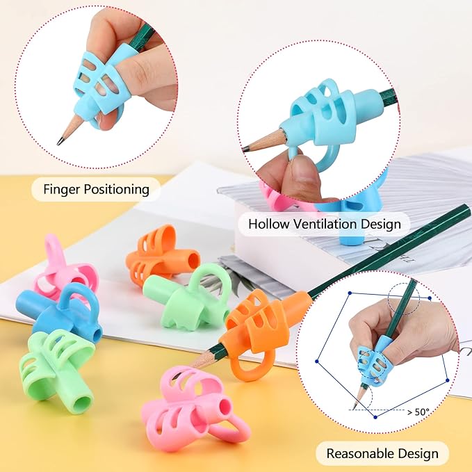 SANNIX 16 PCS Pencil Grips for Kids & Adults - Handwriting Aid Tool with Grip Posture Correction