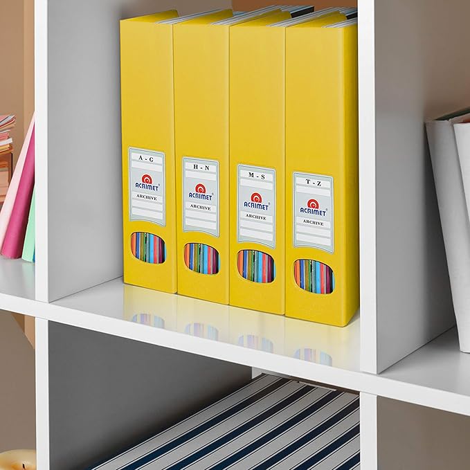 Acrimet Magazine File Holder, Durable Rack, Space-Saving Organizer (Plastic) (Yellow Color) (2 pack)