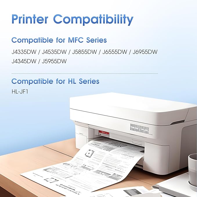 LC406 Ink Cartridges for Brother Printer for Brother LC406 LC406XL Ink Cartridge Work for MFC-J4535DW MFC-J4345DW MFC-J4335DW MFC-J5855DW MFC-J5955DW MFC-J6555DW MFC-J6955DW Printer (4 Pack)