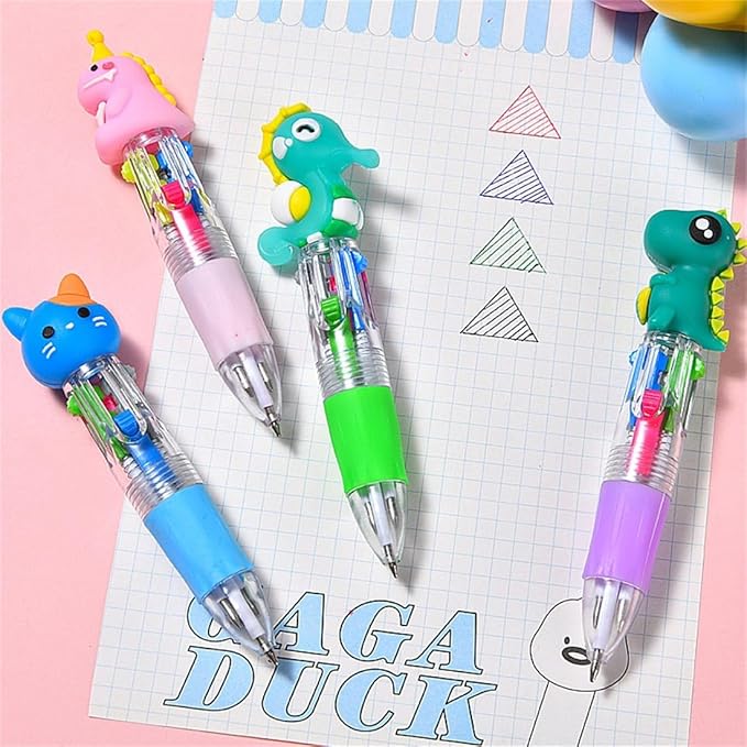 4-in-1 Kawaii Multicolor Pens for Kids | 60 Pack Bulk Mini Ballpoint Pens, Birthday Party Favors Classroom Prizes & Student Gift Supplies (Assorted Styles)