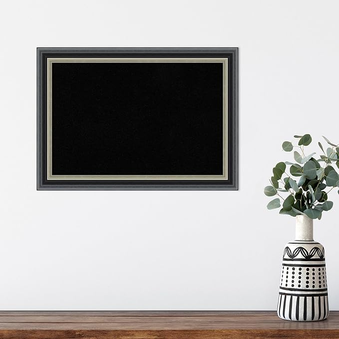 Amanti Art Black Cork Board for Wall, 15x21 Vision Board with Black Wood Frame, Small Corkboard Office Decor for Home Organization, Modern Corkboard Pinboard to Display Items for Home Organization in
