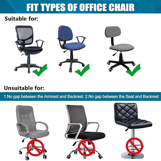 Smiry Printed Office Computer Chair Seat Covers, Stretch Fit Universal Desk Rotating Chair Cover Washable Removable Seat Cushion Protectors - Black