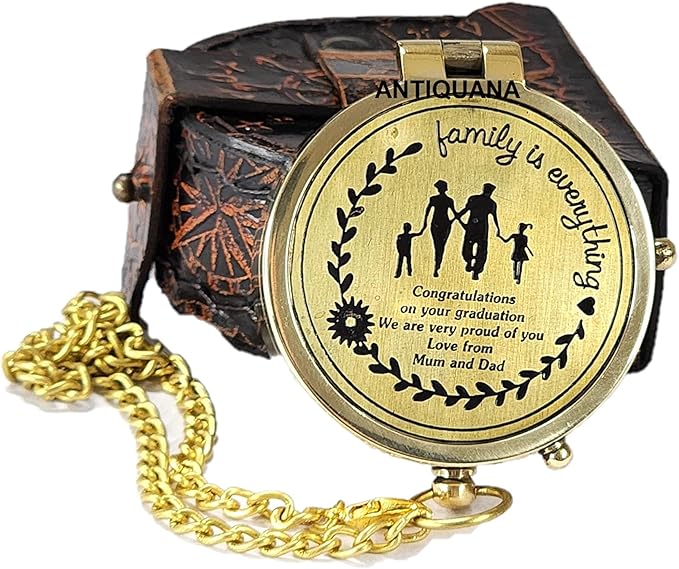 Brass Directional Engraved Compass, Baptism Gifts for Boys Girls, First Communion, Christian Gifts for Men, First Confirmation Gifts for Boys, Inspirational