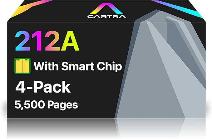 CARTRA 212A Toner Cartridges 4 Pack with Chip Compatible for HP 212A W2120A 212X W2120X for HP Color Laserjet Enterprise M555dn M554dn M555x M554 M555 MFP M578 Series Printer Ink (BK/C/Y/M).
