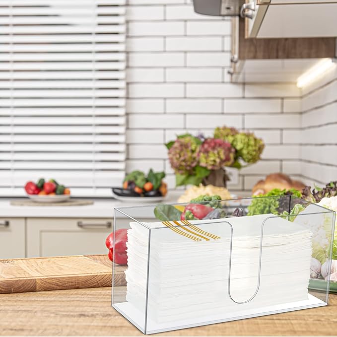 Mumufy 2 Pcs Fold Paper Towel Dispenser Countertop Napkins Dispenser Napkin Holder Multifold Disposable Acrylic Paper Towel Dispenser for Z or C Fold (Clear)