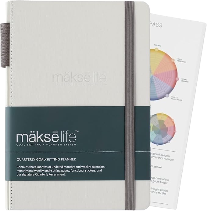 Quarterly Undated Planner - Goal Setting And Weekly Planner, Productivity Tools, Time-Management, Habit Tracker, Cream