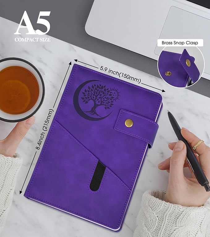 Lined Journal Notebook for Men, A5 Leather Journals for Writing Women, Hardcover Notebooks for Work,School,Note Taking,Travel,Business,Personal daily Diary,200 Page College Ruled (5.9" x 8.4")