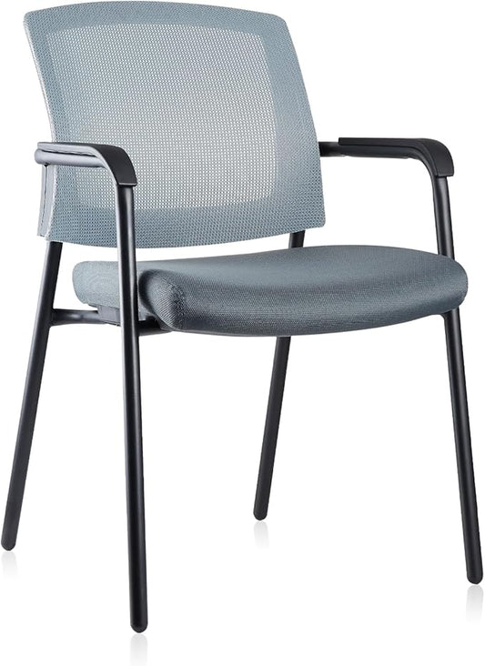 CLATINA Office Reception Guest Chair Mesh Back Stacking with Ergonomic Lumbar Support and Thickened Seat Cushion for Waiting Conference Room Gray