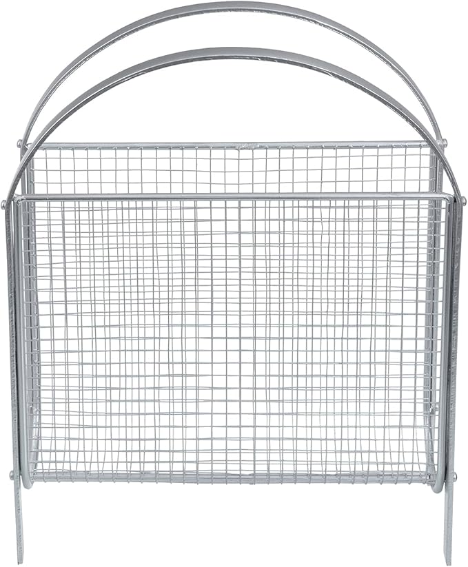 MyGift Mid-Century Design Magazine Rack, Matte Black Tone Metal Mesh Freestanding Magazine Organizer Holder Sling (Silver)