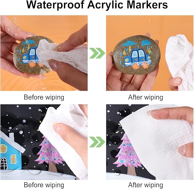 80 Colors Waterproof Dual Tip Acrylic Paint Pens, Dot & Fine Tip Premium Coloring Drawing Markers Set for Wood, Rock Painting, Canvas, Glass, Ceramic Surfaces and DIY Crafts Making Art Supplies