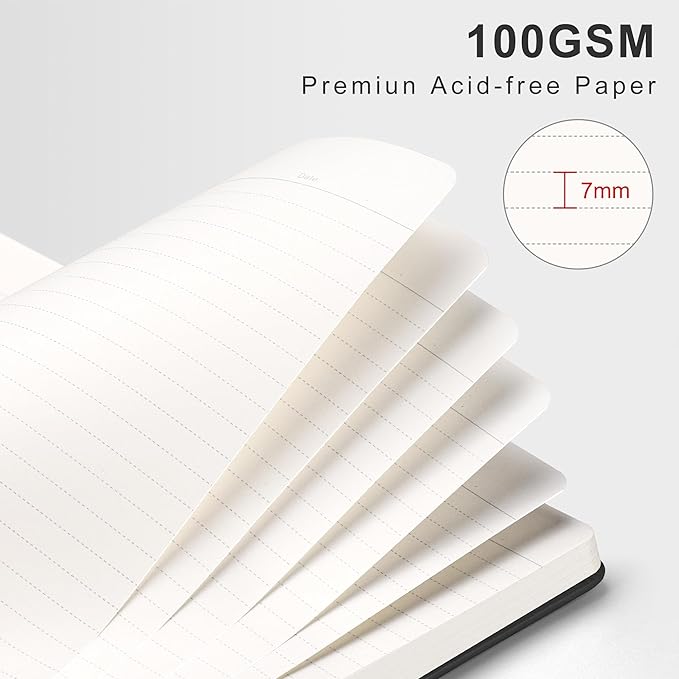 RETTACY Spiral Journal Notebook, 110 Numbered Pages, A4 Large Size (8.5'' x 11''), for Men & Women, Journaling, Writing, Work & Office, Leather Hardcover, 100 GSM Thick Paper (Black)