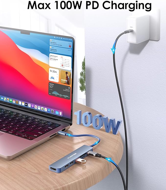 LENTION USB C Hub with 100W Charging, 4K HDMI, Dual Card Reader, USB 3.0 & 2.0 Compatible 2023-2016 MacBook Pro, New Mac Air/Surface, Chromebook, More, Stable Driver Adapter (CB-CE18,Blue)