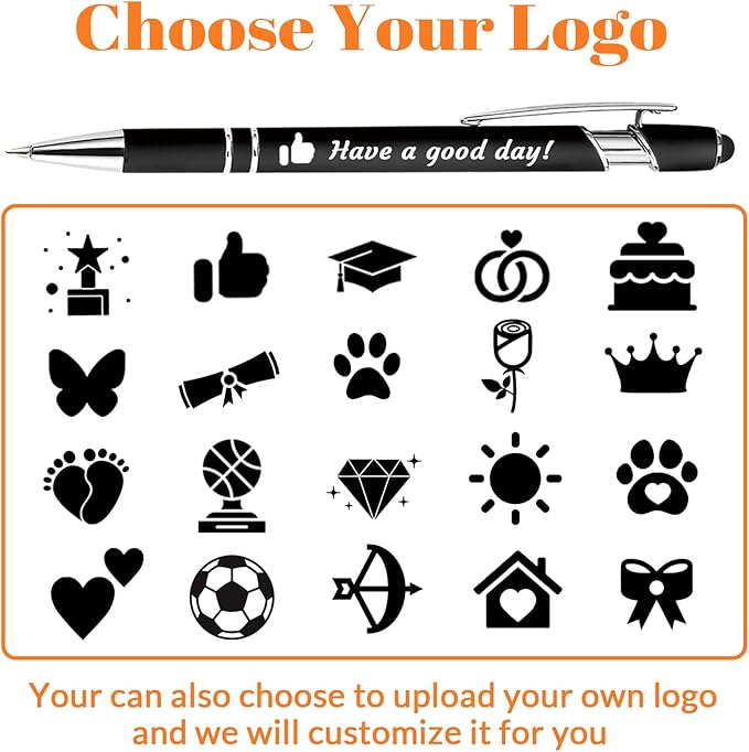 Personalized Ballpoint Pens Bulk with Stylus, Custom Pen Engraving Name Logo Text, Gifts for Business School Christmas Birthday Office Graduation