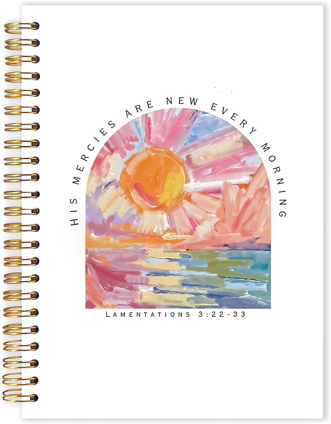 Qabliqo Watercolor Christian Spiral Notebooks, His Mercies Are New Every Morning Bible Journals for Writing, Religious Prayer Journal for Woman, Scripture Notebook for Note Taking, 5.5x8.3 Inch