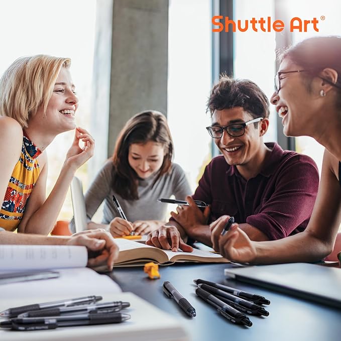 Shuttle Art Black Gel Pens, 48 Pack(20 Pens with 28 Refills) Retractable Medium Point Rollerball Gel Ink Pens Smooth Writing with Comfortable Grip for Office School Home Work