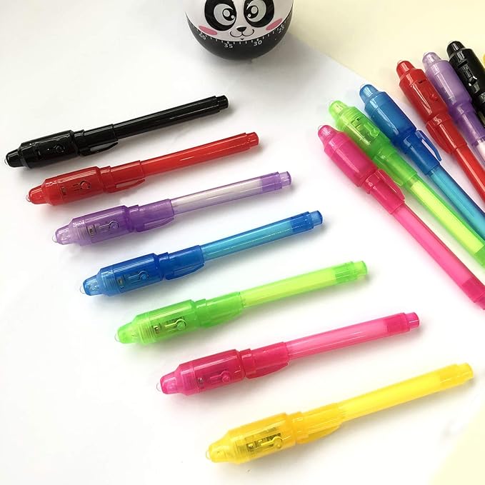 SCStyle Invisible Ink Pen 10Pcs Latest Spy Pen with uv Light Magic Spy Marker Kid Pens for Secret Message and Birthday Party,Writing Secret Message for Easter Day Halloween Christmas Party Bag Gift