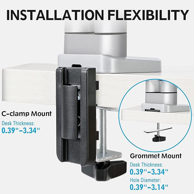 MOUNTUP Dual Monitor Desk Mount, Die-Cast Aluminum Fully Adjustable Double Monitor Arm with Gas Spring, Computer Monitor Stand Fits 2 Screen 17 to 32 inch - Each Arm Holds 3.3-17.6LBS, MU0024