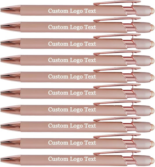 Custom Engraved Ballpoint Pens Bulk, Personalized with Name/Logo, Black or Blue Ink, Smooth Writing for Office, School, Business, Church, Reunion Rose Gold 50 Pcs