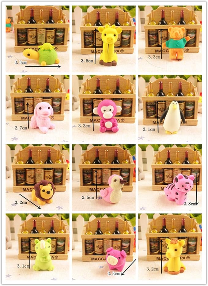 Animal Erasers Desk Pet 40 Pack 3D Animal Erasers for Kids Cute Fun Puzzle Erasers for Students School Supplies Prize Gifts Party Favors