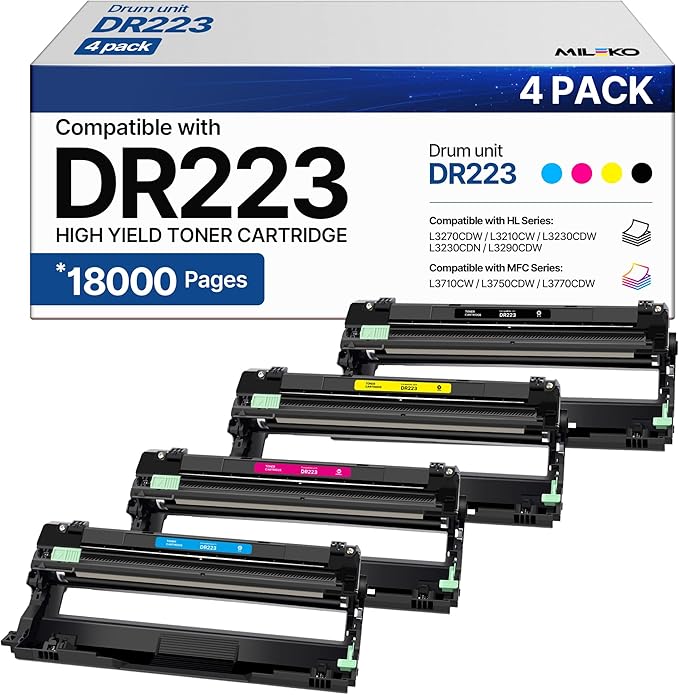 DR223CL Compatible Drum Unit Replacement for Brother DR223CL DR-223CL DR223 Compatible with Brother MFC-L3770CDW MFC-L3750CDW HL-L3270CDW HL-L3290CDW HL-L3230CDW (4 Pack)