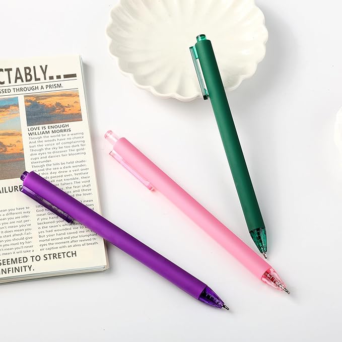 deegtran Pens Bulk, 50 Pack Smooth Purple Ink Ballpoint Pen, Wholesale Retractable Pens, No Bleed Aesthetic Click Pen Medium Point, 1.0MM