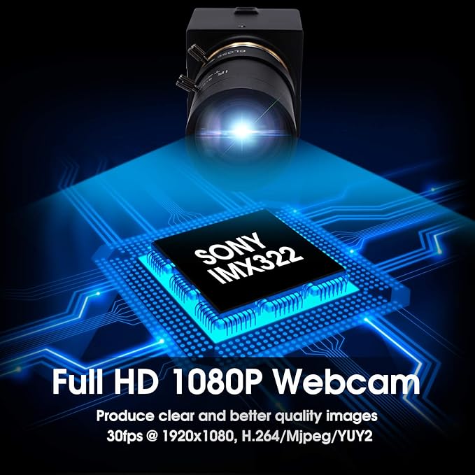 SVPRO USB Camera 1080P HD Webcam with Zoom Lens 2.8-12mm,Manual Focus Web Cam for Computer,H.264 Low Light Camera with Sony IMX323 Sensor for Streaming/Video Conference/Studio