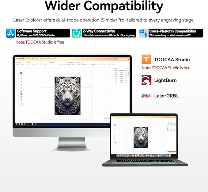 TOOCAA 10W Laser Engraver with Air Assist, Laser Cutter and Lazer Engraving Machines with Enclosure,Status Atmosphere Light,USB Safety Interlock for Tumblers Wood Metal Acrylic